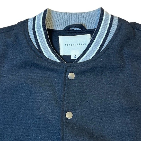 Aeropostale Varsity Snap Front Jacket Women's Black Gray Size M Preppy Academia - Picture 7 of 8